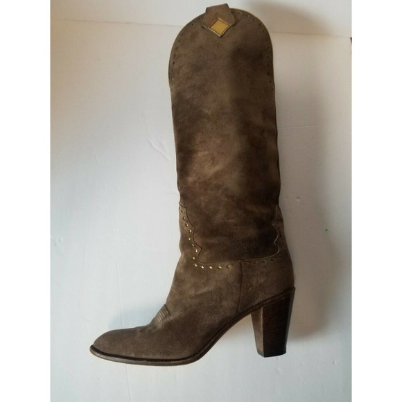 OTTORINO BOSSI women 36 Boots Tall Brown‎ Western Leather Suede Cowboy Italy 6 - Picture 8 of 11